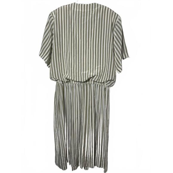 2/$30 Liz Roberts VTG Dress Long Women's 16 Green White Striped Pockets Cottage - Picture 4 of 9